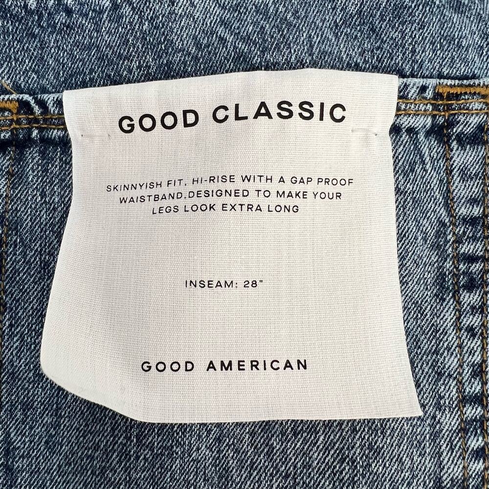 Good American Plus 20 Classic Slim Straight Distressed Denim Blue High Rise NWT - Picture 10 of 13